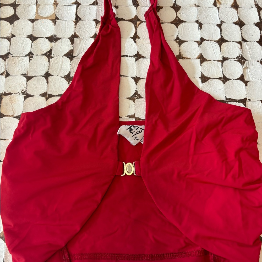 Red Halter Swimsuit Top